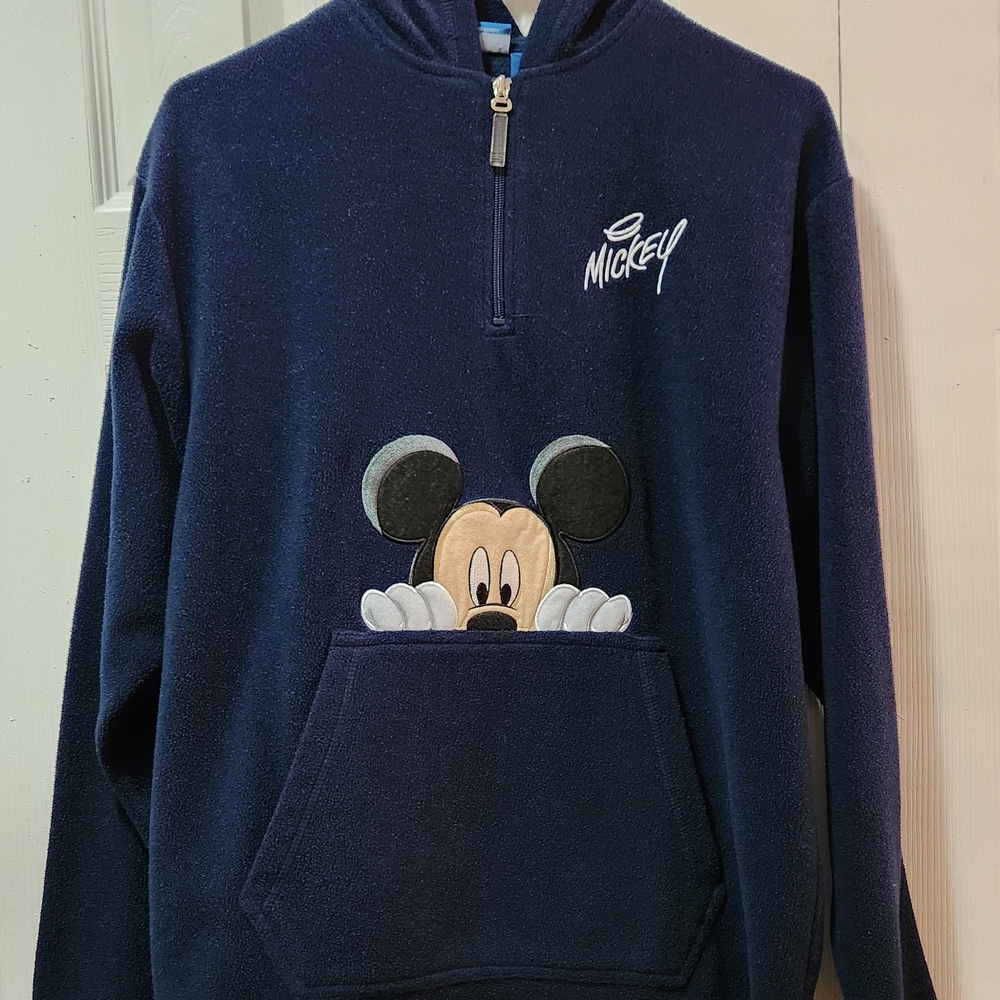 Disney Blue Zip Up Sweater with Mickey Mouse Graphic
